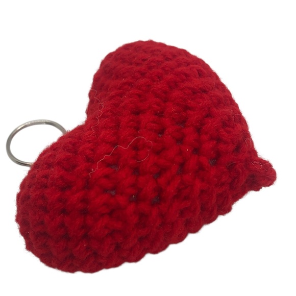 Crochet Heart Bag Charm ❤️ Love On The Go Red Heart Keychain Bag Accesso… - Picture 7 of 17
